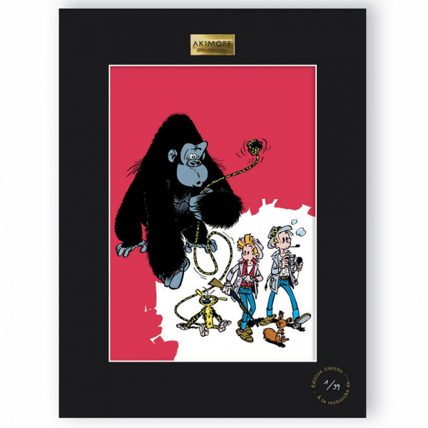 Akimoff Druck: Spirou und Fantasio - Goldminen und Gorillas (30 x 40 cm)